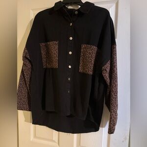 Denim and Chetah print shirt jacket